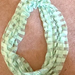 Mint Green sheer stripe infinity scarf